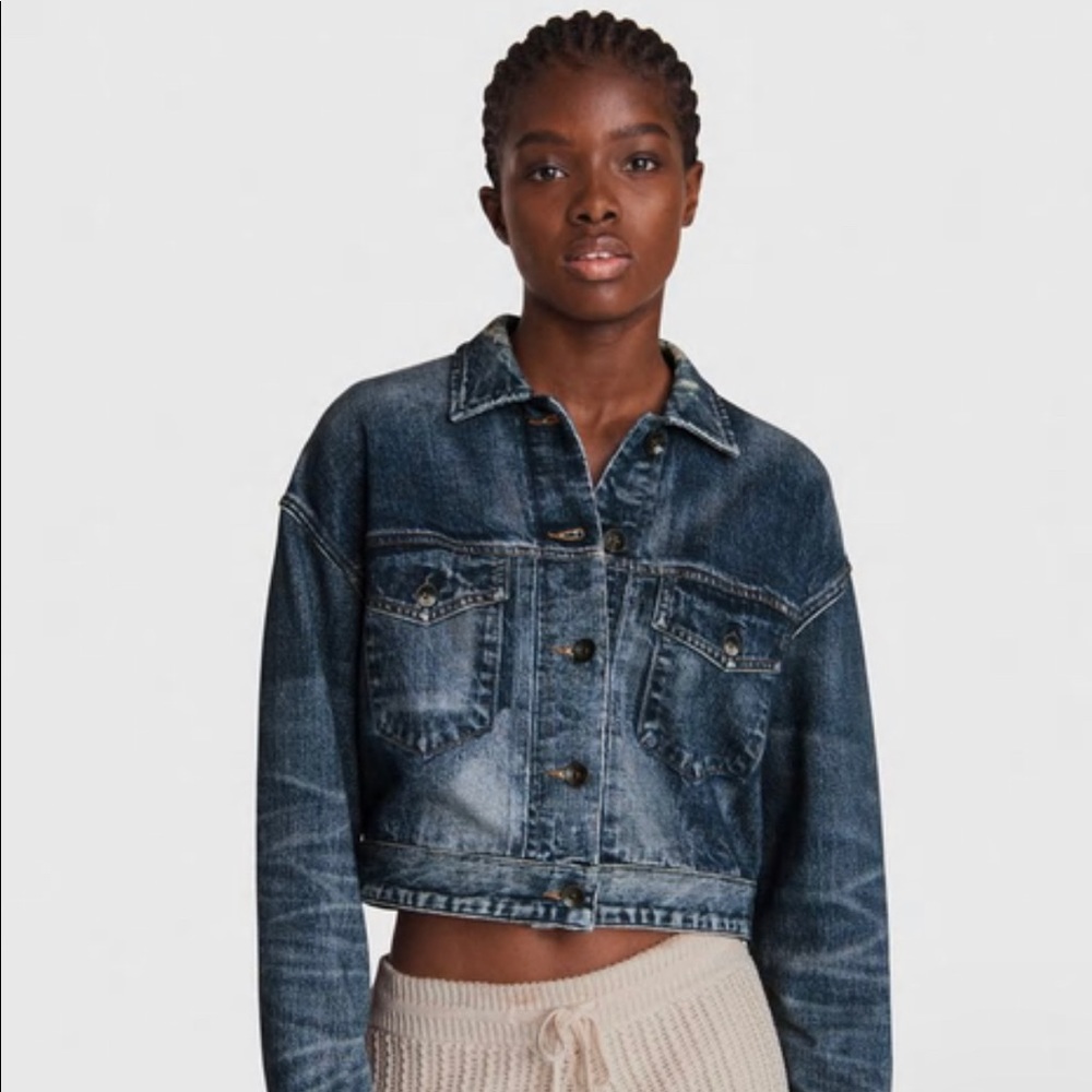 NWT RAG & BONE XS MIRAMAR SOFT COTTON JACKET WITH A JEAN JACKET IMPRINT